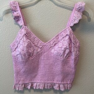 JAPNA Women’s Lavender Lace Tank Top Medium